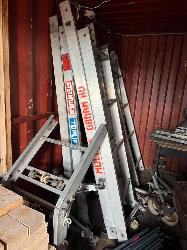Ladderlift zonder motor - Steinweg Toplift, Doe-het-zelf en Verbouw, Ladders en Trappen, Gebruikt, Ladder, 4 meter of meer, Ophalen of Verzenden