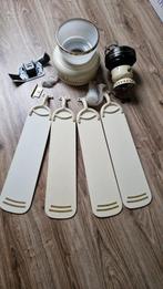 SMC plafondventilator met glazen lampenkap en houten bladen, Witgoed en Apparatuur, Ventilatoren, Ophalen, Gebruikt, Plafondventilator