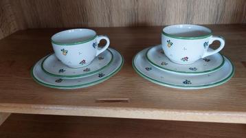 2 Duitse aardewerk ontbijtsetjes - Pfalzkeramik beschikbaar voor biedingen
