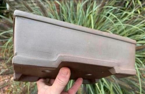 Bonsai schaal bruin ongeglazuurd gemerkt 25,5x19,2x7,7, Tuin en Terras, Bloempotten, Nieuw, Aardewerk, Minder dan 25 cm, Rechthoekig