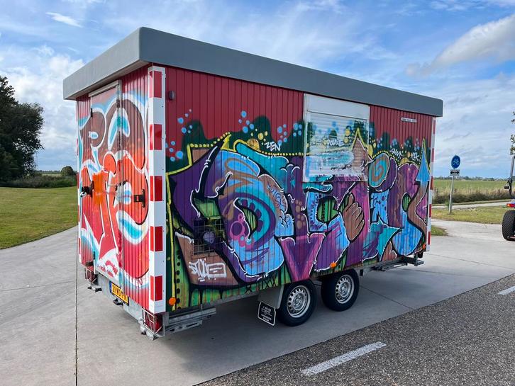 Schaftwagen schaftkeet tandemas snelverkeer incl wc  berging, Doe-het-zelf en Verbouw, Bouwketen en Schaftketen, Gebruikt, Ophalen