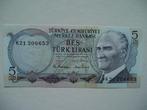 896. Turkije, 5 lirasi 1970(1976) UNC Atatürk., Postzegels en Munten, Bankbiljetten | Europa | Niet-Eurobiljetten, Los biljet
