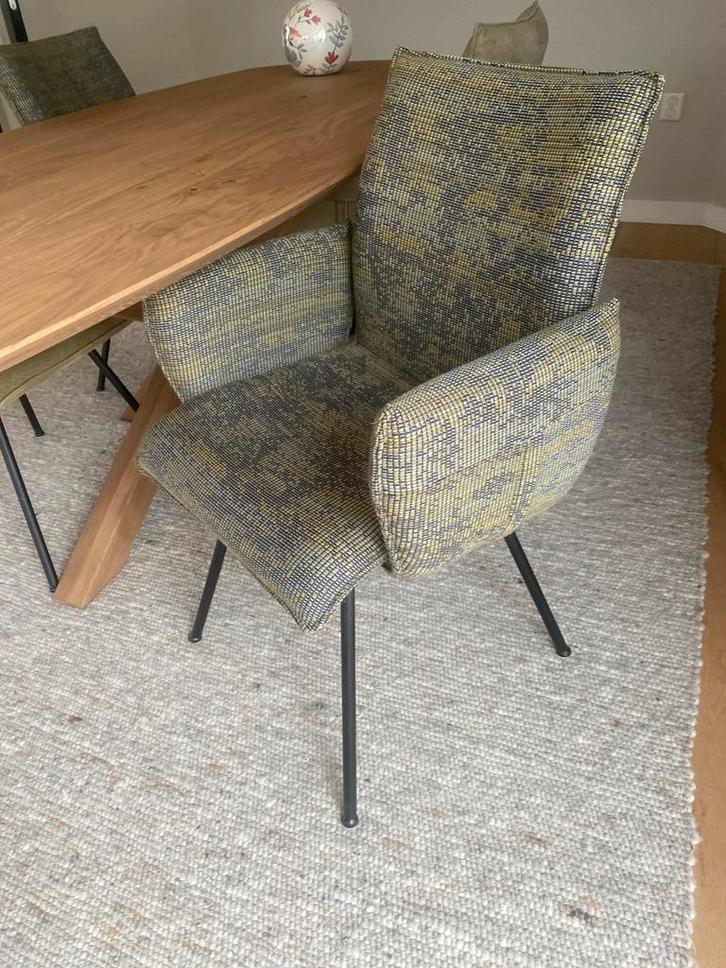 Set van 4 Eetkamerstoelen, Huis en Inrichting, Stoelen, Gebruikt, Vier, Leer, Stof, Overige kleuren, Ophalen