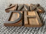 5 antieke gebruikte houten biljetletters, €5 per stuk, Antiek en Kunst, Ophalen of Verzenden