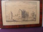 Kleine antieke gravure van Het Huis te Loevestein ingelijst, Ophalen of Verzenden