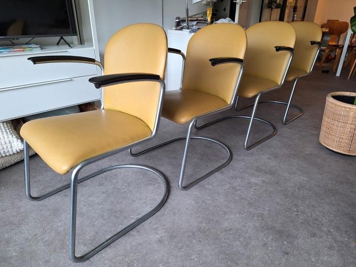 Gispen 413 set van 4 eetkamerstoelen, Huis en Inrichting, Stoelen, Gebruikt, Overige kleuren, Ophalen