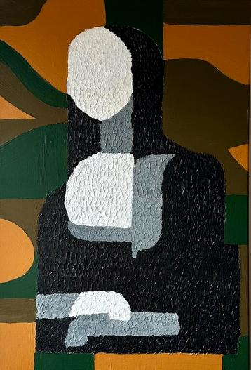 Valera- Abstract Mona Lisa- Handgeschilderd- Uniek beschikbaar voor biedingen
