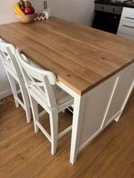 Keukenblok IKEA TORNVIKEN MET 2 krukken, Ophalen, 100 tot 150 cm, Eikenhout, Zo goed als nieuw