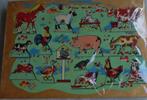 VINTAGE HOUTEN KNOPJES PUZZELS * Boerderij en Disney *, 2 tot 4 jaar, Verzenden, Zo goed als nieuw, Van hout