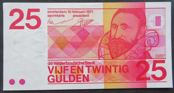25 Gulden 1971 Sweelinck, Postzegels en Munten, Bankbiljetten | Nederland, Los biljet, 25 gulden, Verzenden