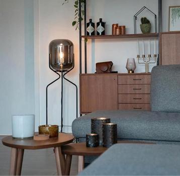 Stalen staanlamp met glas smokey grijs beschikbaar voor biedingen