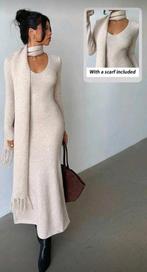 Winterse jurken inclu sjaal a €59.95, Kleding | Dames, Jurken, Maat 38/40 (M), Beige, Nieuw, Ophalen of Verzenden