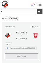 FC Utrecht - FC Twente, Tickets en Kaartjes, Sport | Voetbal, Eén persoon