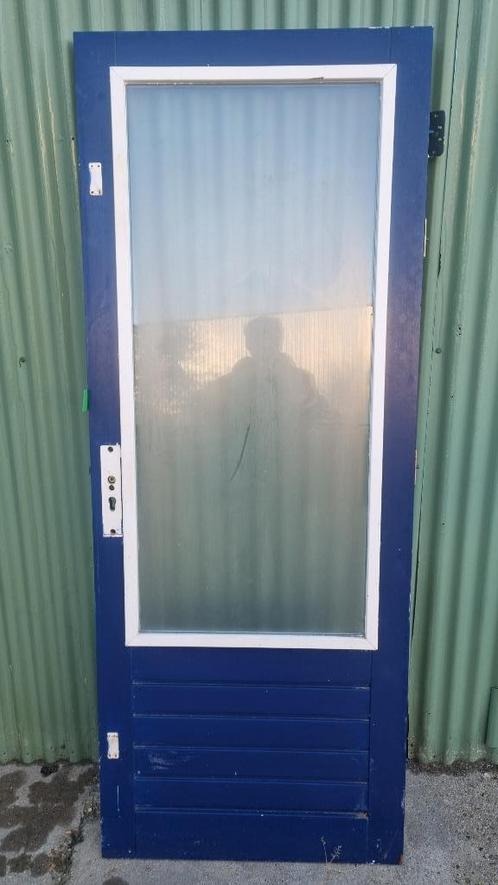 Achterdeur schuurdeur deur dubbel glas hardhout ( 147 ), Doe-het-zelf en Verbouw, Deuren en Horren, Gebruikt, Buitendeur, 200 tot 215 cm
