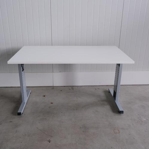 Schaffenburg inbus bureau,140x80cm, H60/89cm Wit/Grijs, BR73, Huis en Inrichting, Bureaus, Zo goed als nieuw, Bureau, In hoogte verstelbaar