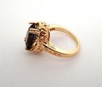 Goudkleurige ring met bruine steen, Verzenden, Nieuw, 17 tot 18, Dame