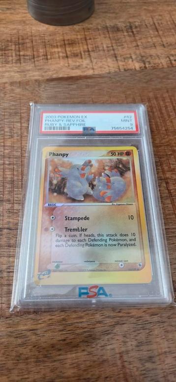 PSA 9 Phany Ruby & Sapphire Foil Pokemonkaart beschikbaar voor biedingen