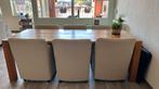 6 licht lederen eetkamerstoelen, Huis en Inrichting, Stoelen, Ophalen, Gebruikt, Wit, Leer