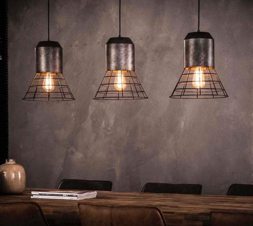 Industriële Hanglampen – Set van 3, Huis en Inrichting, Lampen | Hanglampen, Nieuw, Minder dan 50 cm, Metaal, Ophalen of Verzenden