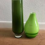 Set 2 vazen vaas glas groen vintage retro, Antiek en Kunst, Antiek | Vazen, Ophalen of Verzenden