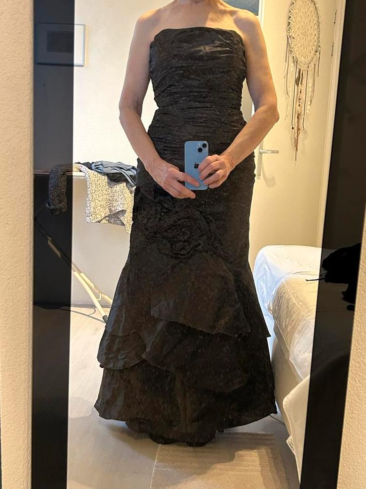 Linea Raffaelli Bronze Galajurk Maat 40, Kleding | Dames, Gelegenheidskleding, Zo goed als nieuw, Galajurk, Maat 38/40 (M), Bruin