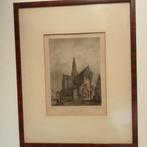 Haarlem Groote Kerk en het standbeeld van L.Jz. Coster 1858, Antiek en Kunst, Kunst | Etsen en Gravures, Ophalen of Verzenden