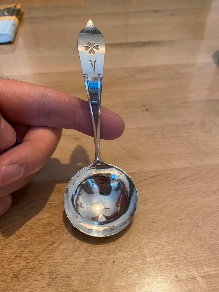 Zilveren Sauslepel Antiek, Antiek en Kunst, Antiek | Goud en Zilver, Zilver, Ophalen of Verzenden