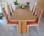 eettafel met 6 eetkamerstoelen in esdoorn naturel, Ophalen, Gebruikt, 200 cm of meer, 50 tot 100 cm
