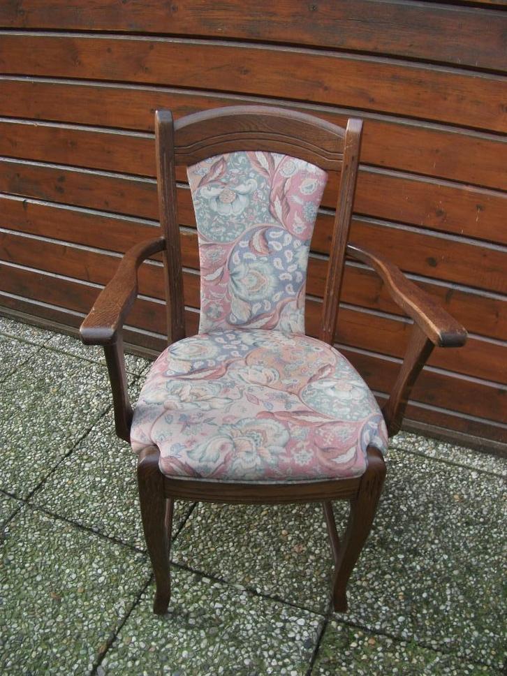 leuk stoeltje oud Hollandsch model, Huis en Inrichting, Stoelen, Gebruikt, Eén, Hout, Stof, Bruin, Ophalen