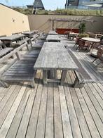 Massief houten picknicktafel met banken, Ophalen, Gebruikt, Rechthoekig, Hout