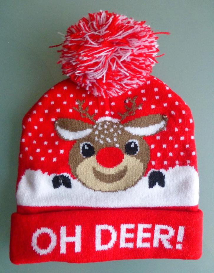 Schattige Kerstmuts / IJsmuts Rendier Oh Deer! (met led), Diversen, Kerst, Zo goed als nieuw, Ophalen