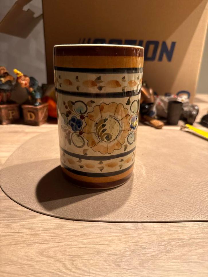 Vintage Aardewerk Vaas - Handbeschilderd, Huis en Inrichting, Woonaccessoires | Vazen, Gebruikt, Overige kleuren, Minder dan 50 cm