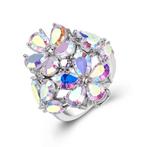 Gerodineerde zilveren ring mt.17,5 multi Swarovski elements, Nieuw, 17 tot 18, Met kristal, Dame