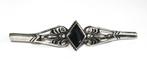 Vintage zilveren 925 pinbroche met zwarte onyx., Ophalen of Verzenden, Zilver, Broche, Met edelsteen