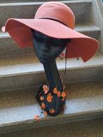 Warm oranje vilten hoed met gevlochten zwart faux leder band, One size fits all, Hoed, Zo goed als nieuw, Verzenden