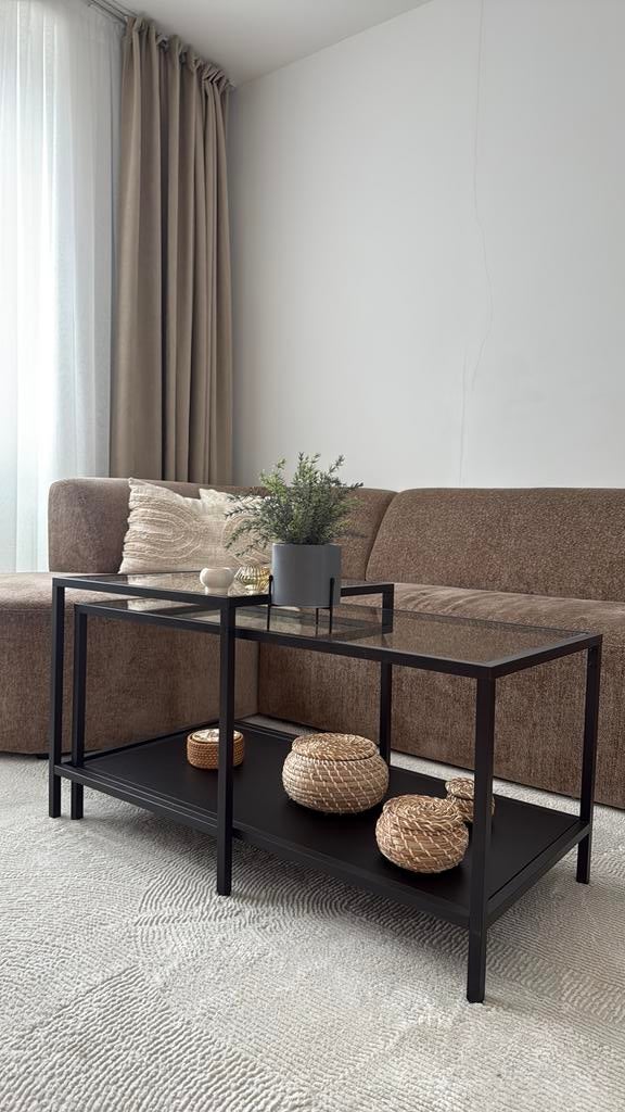 Glazen salontafel, Huis en Inrichting, Tafels | Salontafels, Ophalen of Verzenden, Zo goed als nieuw, Rechthoekig