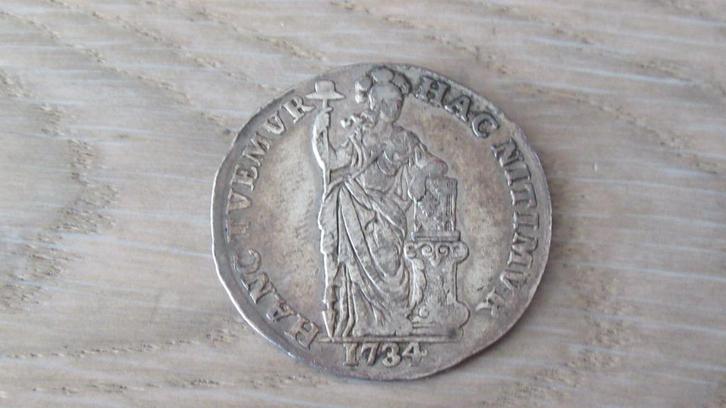 Zilveren provinciale 1 gulden 1734 Hollandia / bodemvondst, Postzegels en Munten, Munten | Nederland, Losse munt, 1 gulden, Vóór koninkrijk
