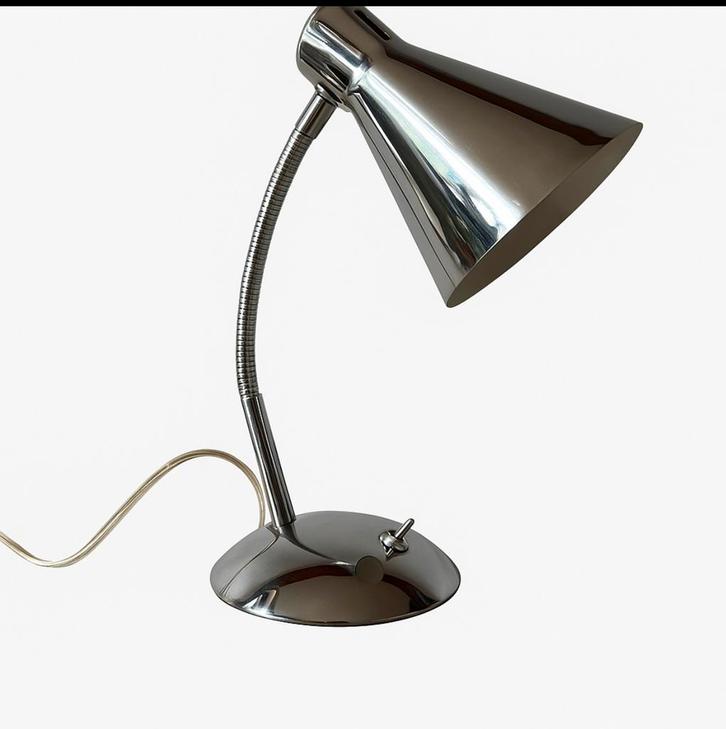 Retro chromen Frandsen bureaulamp, Huis en Inrichting, Lampen | Tafellampen, Zo goed als nieuw, Minder dan 50 cm, Ophalen of Verzenden