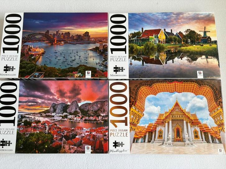 4 Mindboggler puzzels, Hobby en Vrije tijd, Denksport en Puzzels, Zo goed als nieuw, Legpuzzel, 500 t/m 1500 stukjes, Ophalen of Verzenden