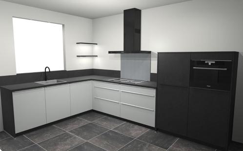 BO010 – Lazio wit & Stone Art schiefergrijs showroom keuken, Huis en Inrichting, Keuken | Complete keukens, Nieuw, Dubbelwandige keuken