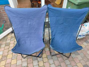 2 Lafuma vlinder stoelen donker en lichtblauwe hoezen   beschikbaar voor biedingen