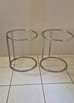 Bijzettafel glas staal chroom, Huis en Inrichting, Tafels | Bijzettafels, Minder dan 55 cm, Gebruikt, Rond, Glas