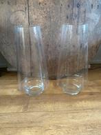 2 zware, hoge glazen vazen / windlichten, Ophalen, Zo goed als nieuw, Overige kleuren, Glas