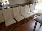 5 keukenstoelen offwhite, Gebruikt, Leer, Ophalen