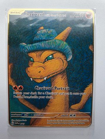 Charizard Van Gogh Promo Metalen Kaart Pokemon Grey Felt Hat beschikbaar voor biedingen