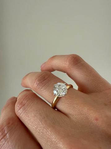 Gouden ring met diamant 2.07 karaat - Maat 14/54 beschikbaar voor biedingen