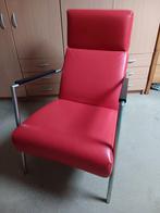 Vintage stijl fauteuil van dik rood leer, Huis en Inrichting, Fauteuils, Ophalen, Gebruikt, Vintage, 75 tot 100 cm