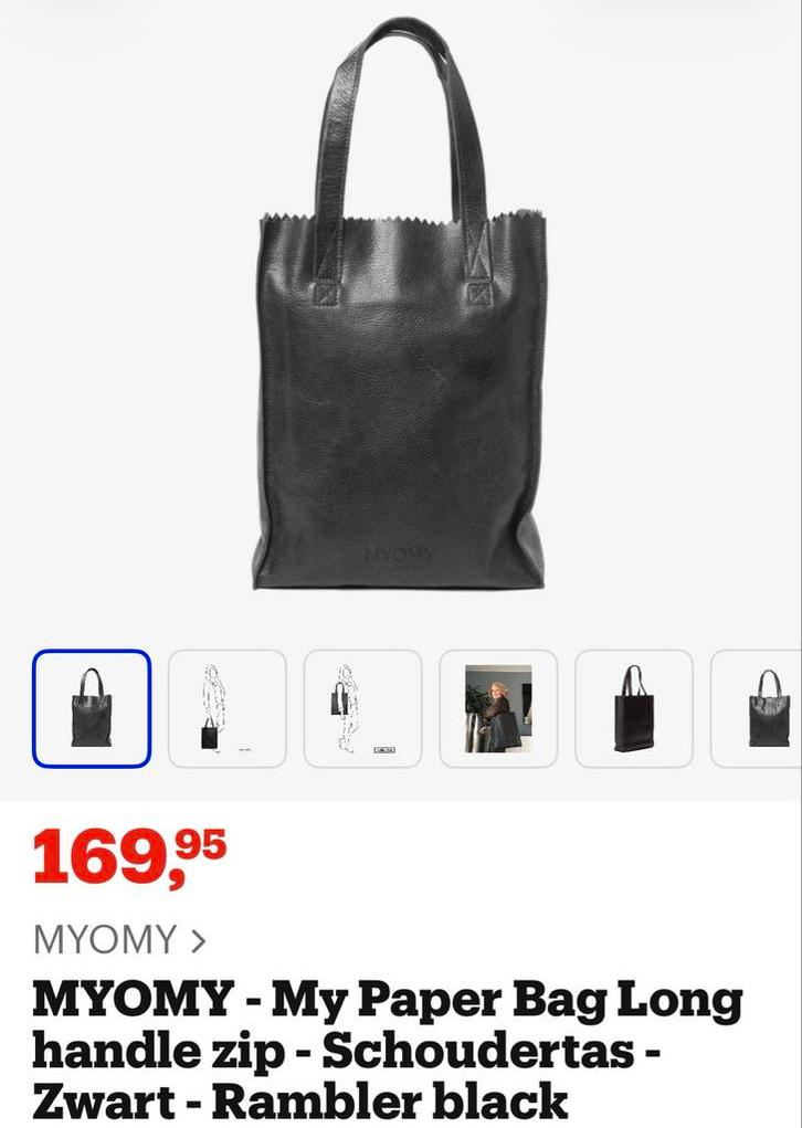 Myomy Tas Shopper Zwart Leer - Nieuw, Sieraden, Tassen en Uiterlijk, Tassen | Damestassen, Nieuw, Shopper, Zwart, Ophalen of Verzenden