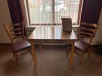 Uittrekbare eettafel met twee stoelen. Retro!, Huis en Inrichting, 50 tot 100 cm, Gebruikt, Ophalen of Verzenden