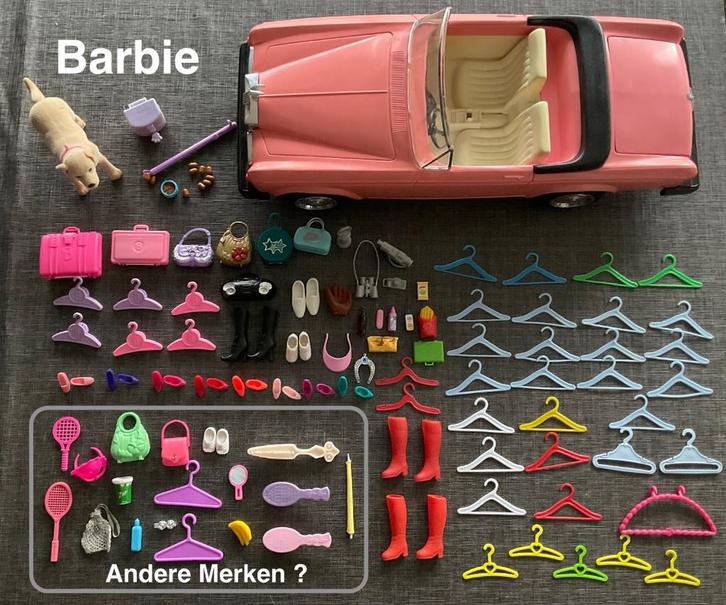 Barbie Roze Auto + Schoenen en veel meer Onderdelen, Verzamelen, Poppen, Zo goed als nieuw, Accessoires, Ophalen